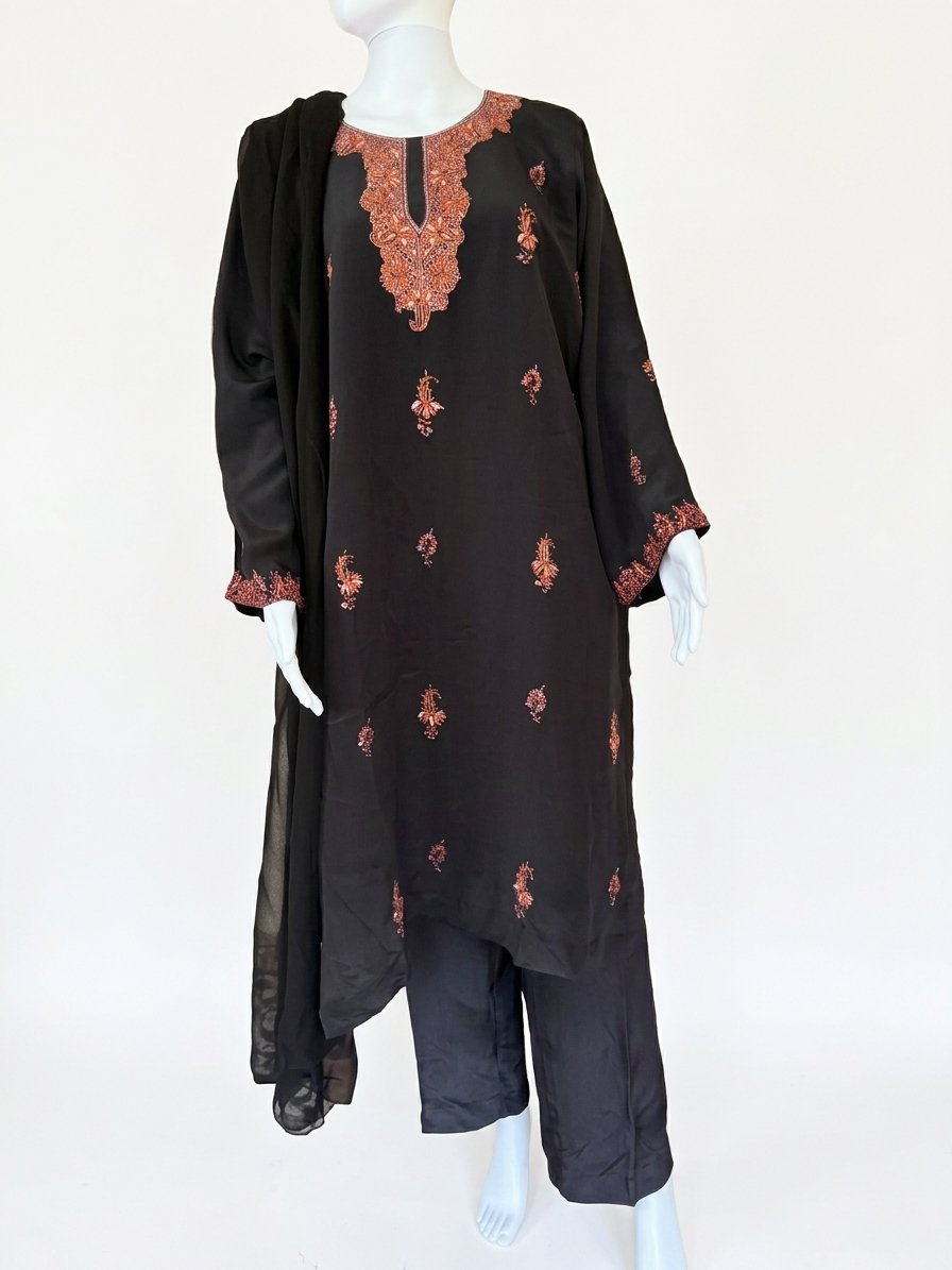 Black Kashmiri Aari Embroidered Suit