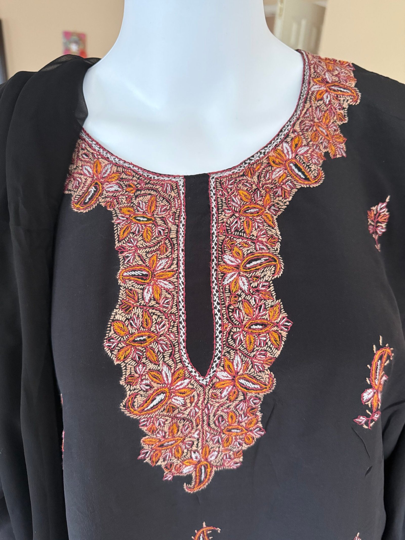 Black Kashmiri Aari Embroidered Suit - Image 2