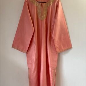 Stitched peach pure silk pheran 