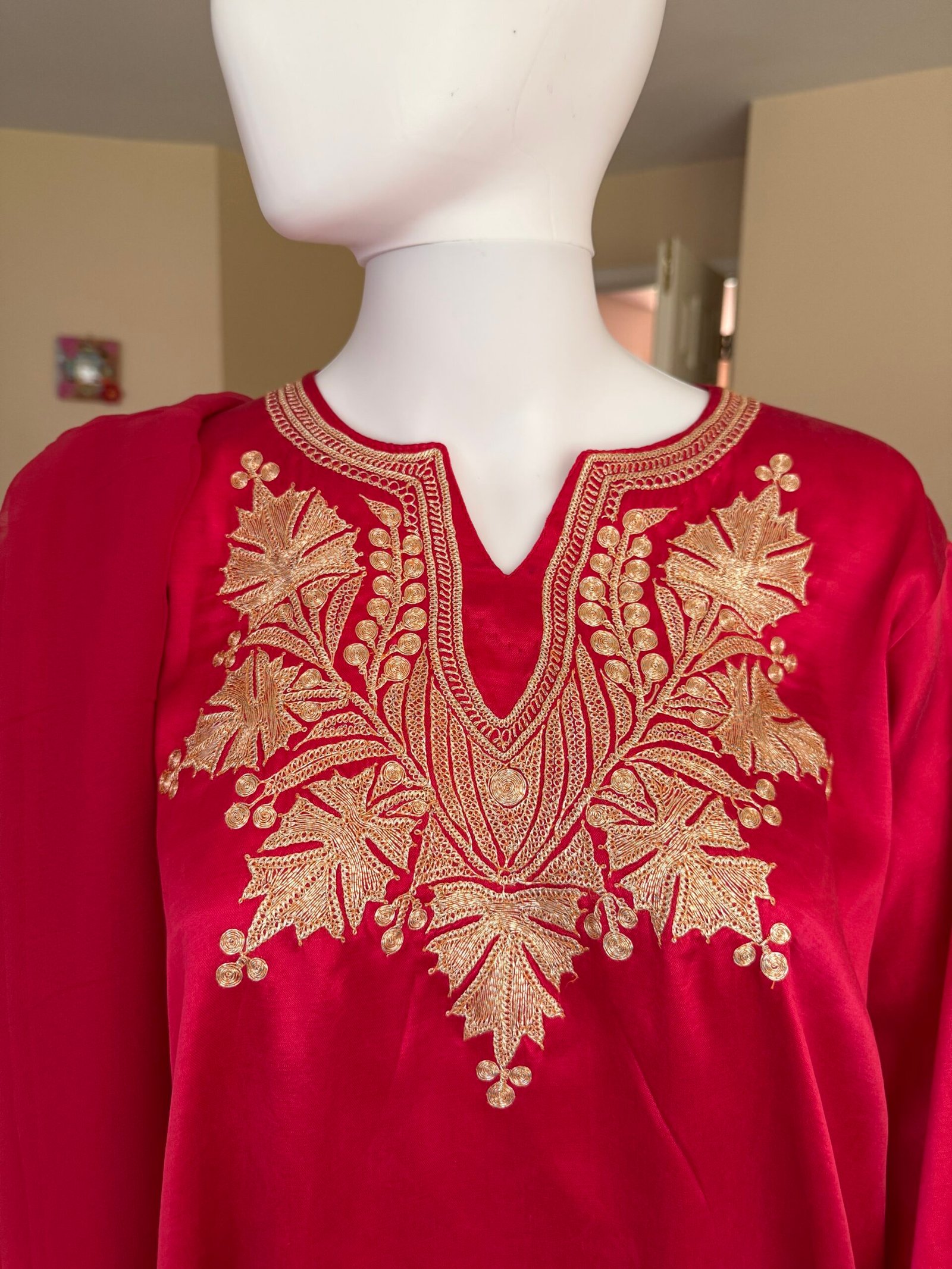 Unique Design Satin suit with hand tilla - Image 3