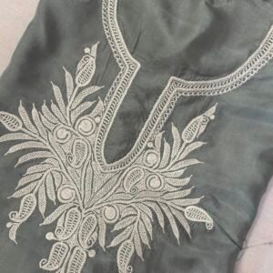 Unstitched Pure Silk Pheran with thread work